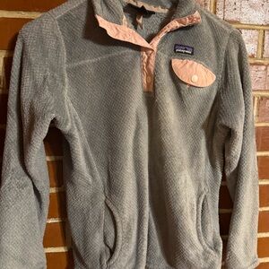 Patagonia Gray Fleece with Pink Trim
